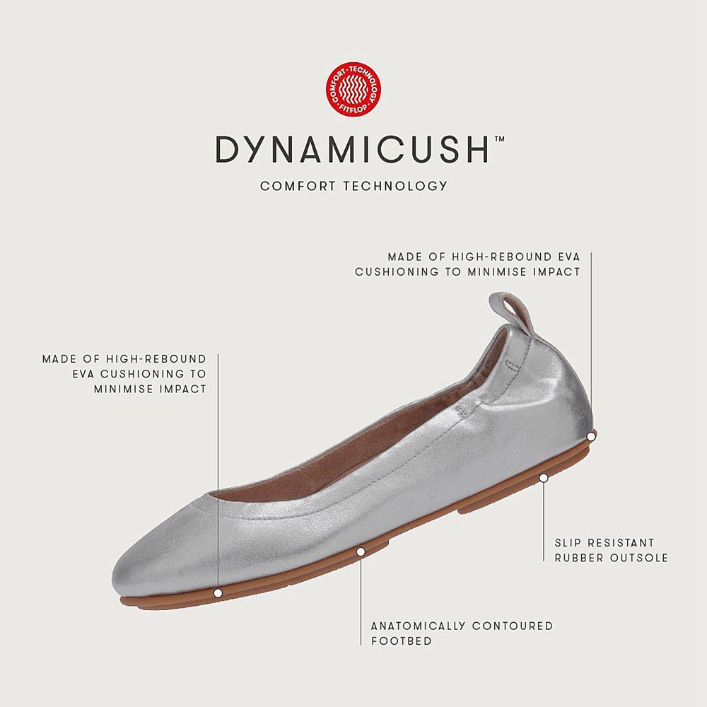 Fitflop Womens Ballet Flats - Allegro Soft Leather - Silver - 269-DPKEIZ